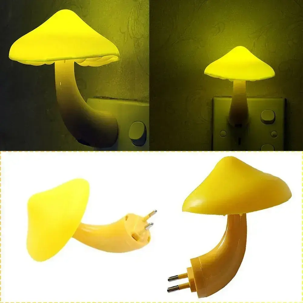 2 шт Ночник-светильник гриб с датчиком света, мягкий и теплый свет