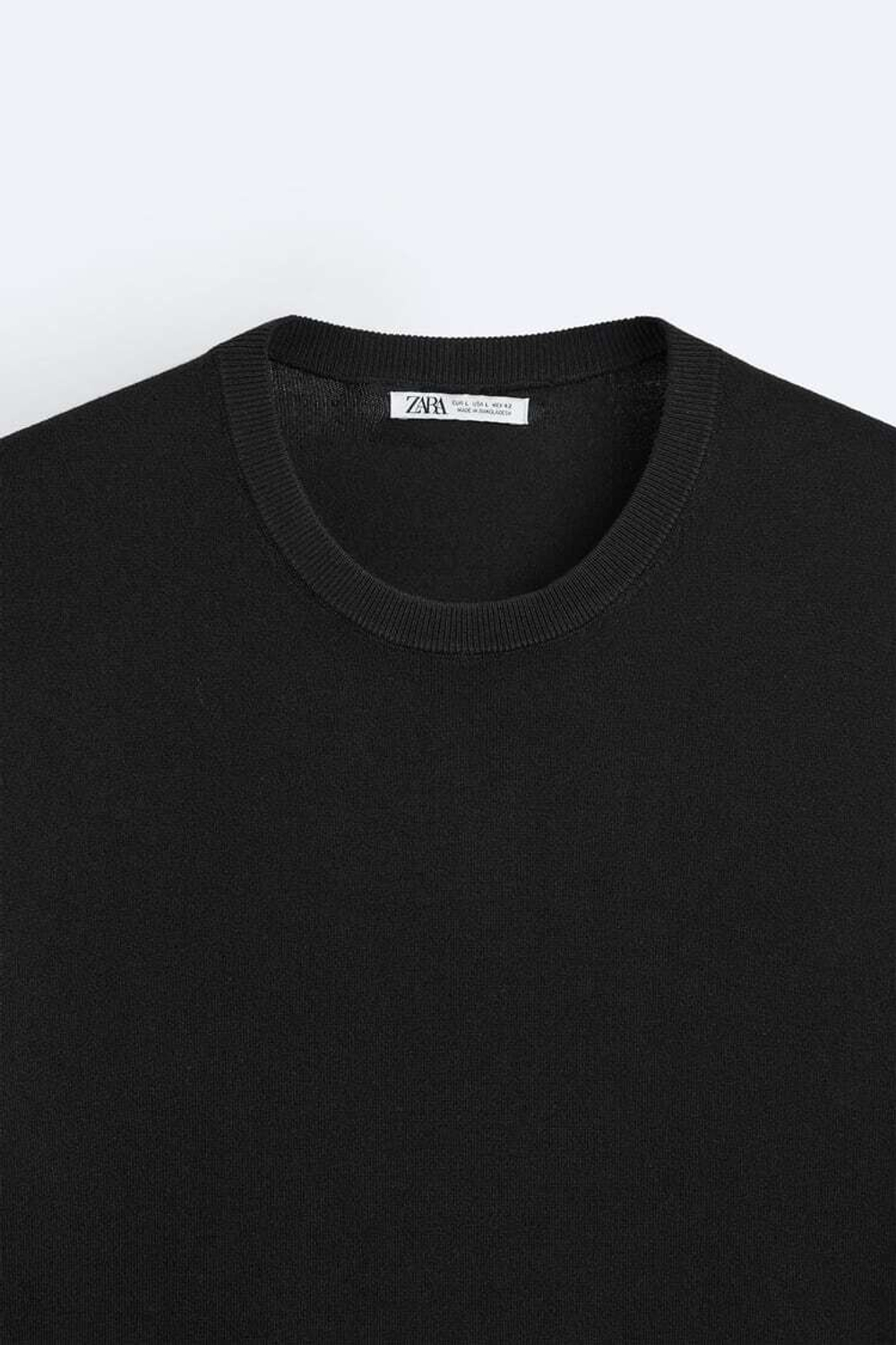 ZARA ФУТБОЛКА ИЗ СМЕСОВОЙ ВИСКОЗЫ, ЧЕРНЫЙ