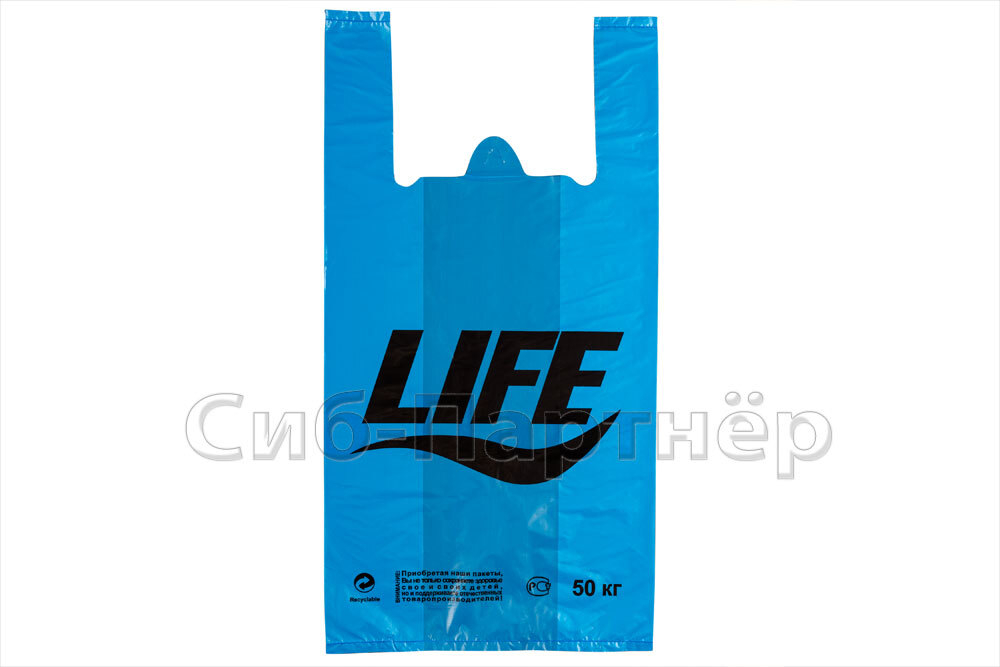 Пакет майка 28*55 син ПНД LIFE (25мк*50шт*500уп)