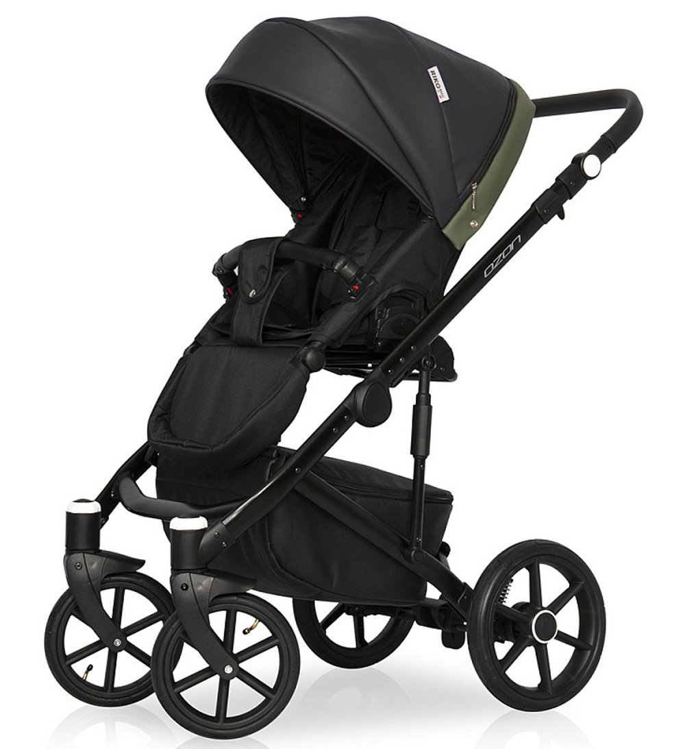 Детская коляска Riko Basic Ozon 3 в 1 02 черно-зеленый