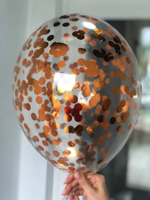 Воздушный шар с наполнением конфетти круглое оранжевое ПАЛИТРА №4177