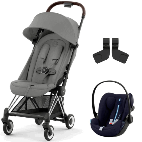 Коляска Cybex Coya Chrome Frame Cloud G i-Size Ocean Blue Plus 2 в 1 Mirage Grey с дождевиком