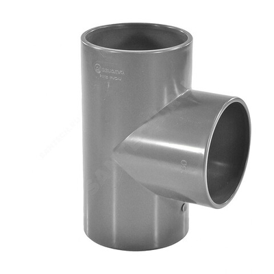 Тройник НПВХ Дн 50х90гр Ру16 серый напорный под клеевое соединение Aquaviva TEE0500