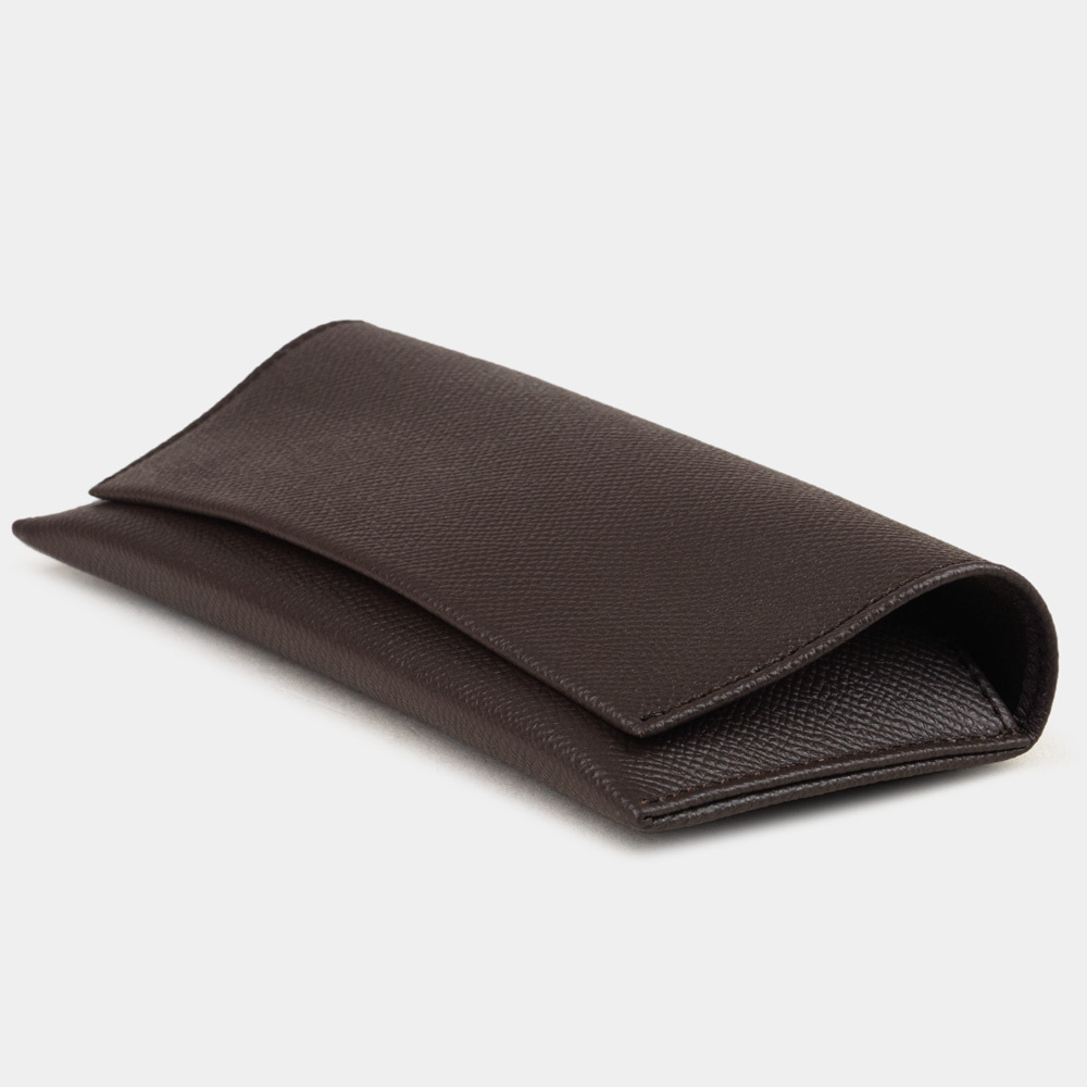 Футляр для очков Lentille из кожи сафьяно, коричневого цвета