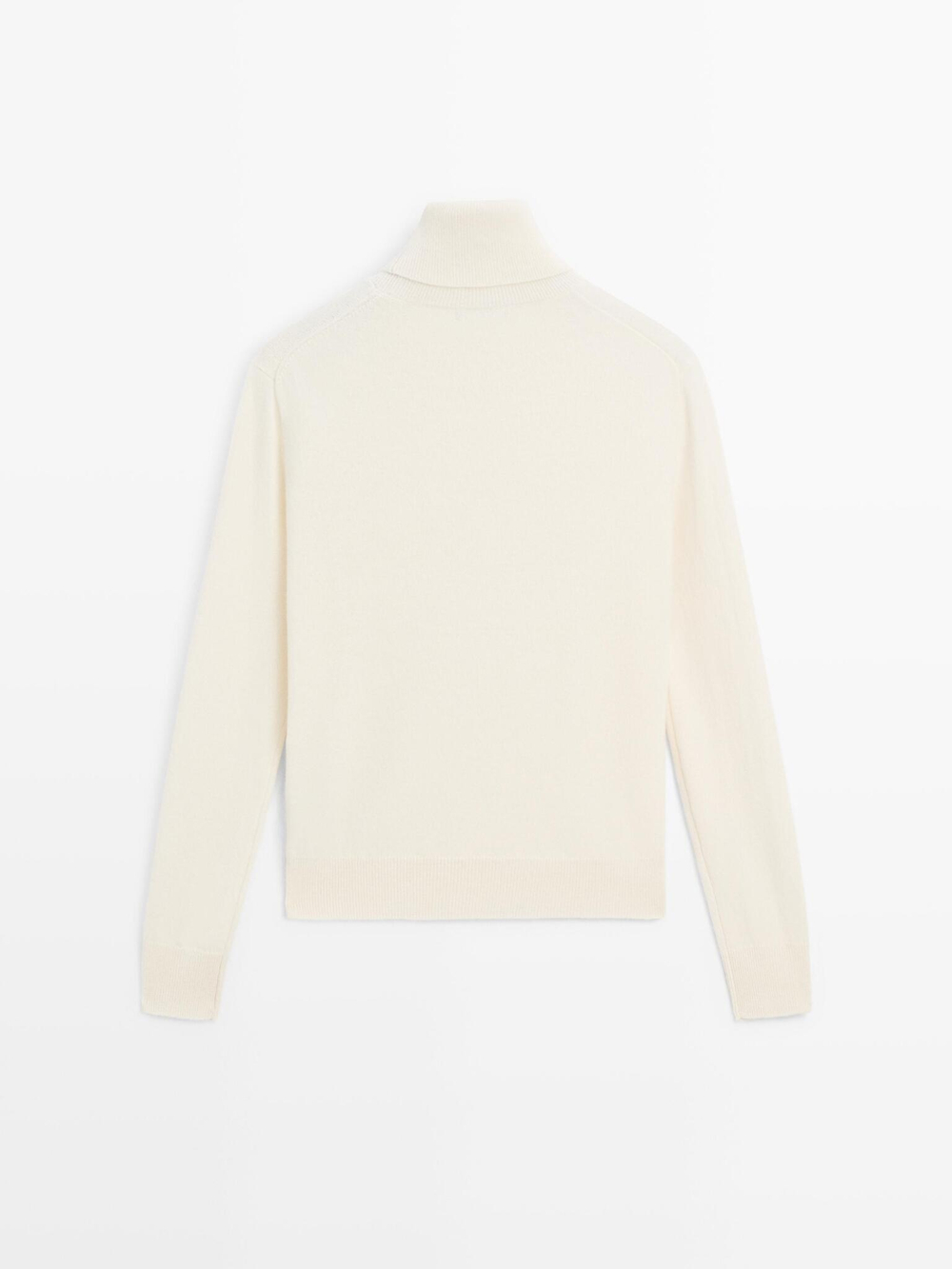 Massimo Dutti Свитер из смесовой шерсти с высоким воротником, натуральный/кремовый