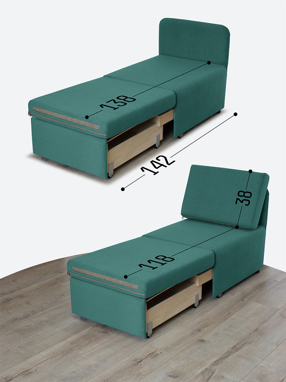 Кресло-кровать "Миник Мини" 60 см, спальное место 60х176 см