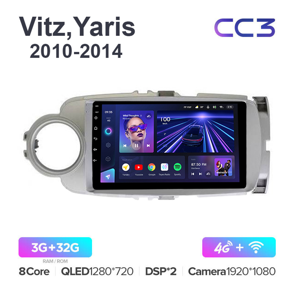 Teyes CC3 9"для Toyota Vitz, Yaris 2010-2014