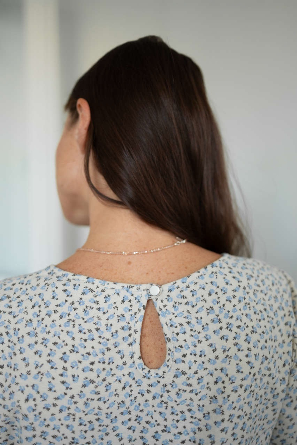 Платье Аврора из фланели, Кремовый с голубыми цветами