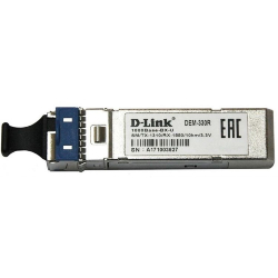 Трансивер D-Link 330R/10KM/A1A WDM SFP-трансивер с 1 портом 1000Base-BX-U (Tx:1310 нм, Rx:1550 нм) для одномодового оптического кабеля (до 10 км, разъем Simplex LC)