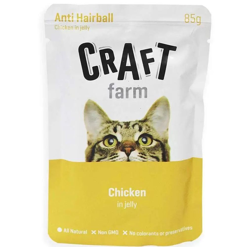 Влажный корм CRAFT farm для взрослых кошек курица в желе 85 г