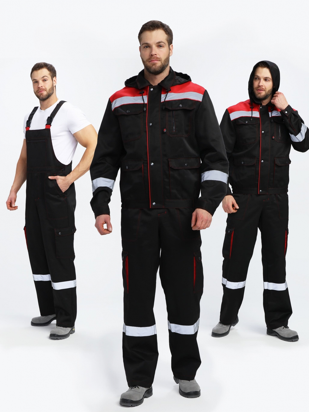 Костюм Нейч-2 СОП с капюшоном К. (тк.Смесовая,210) п/к, черный/красный