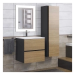 Тумба с раковиной Uperwood Barsa 50 см, раковина белая, подвесная тумба черная/дуб сонома