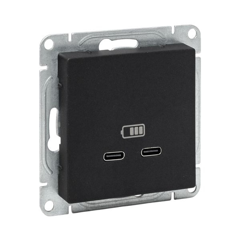 Механизм розетки USB-C - 2шт, чёрный Эпика EKF