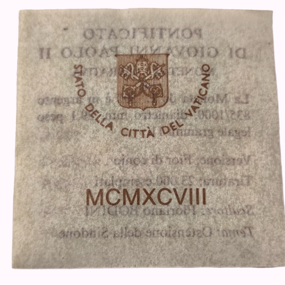 Монета 500 лир Ватикан 1998 "20-й год правления Иоанна Павла II"