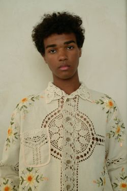 Рубашка Вязаная с Желтыми Цветами / Yellow Flowers Crocheted Long Sleeve бежевая