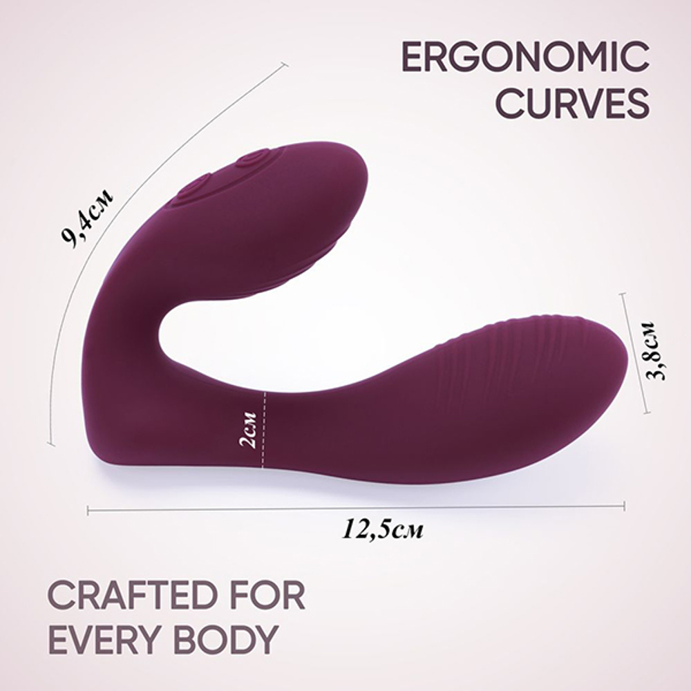 Фиолетовый вибратор 12,5см в трусики с пультом ДУ Selove DuoFlex Flexible Wearable Vibrator Purple