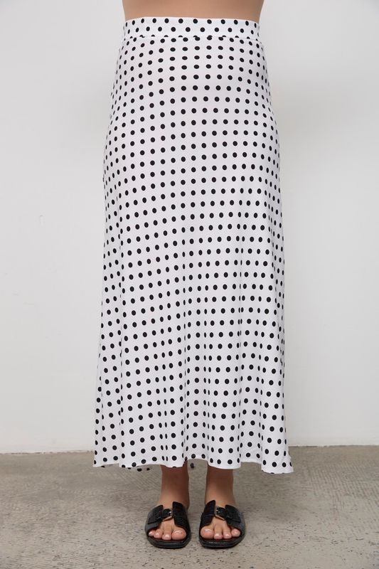 Юбка-миди из вискозы в горох, белый