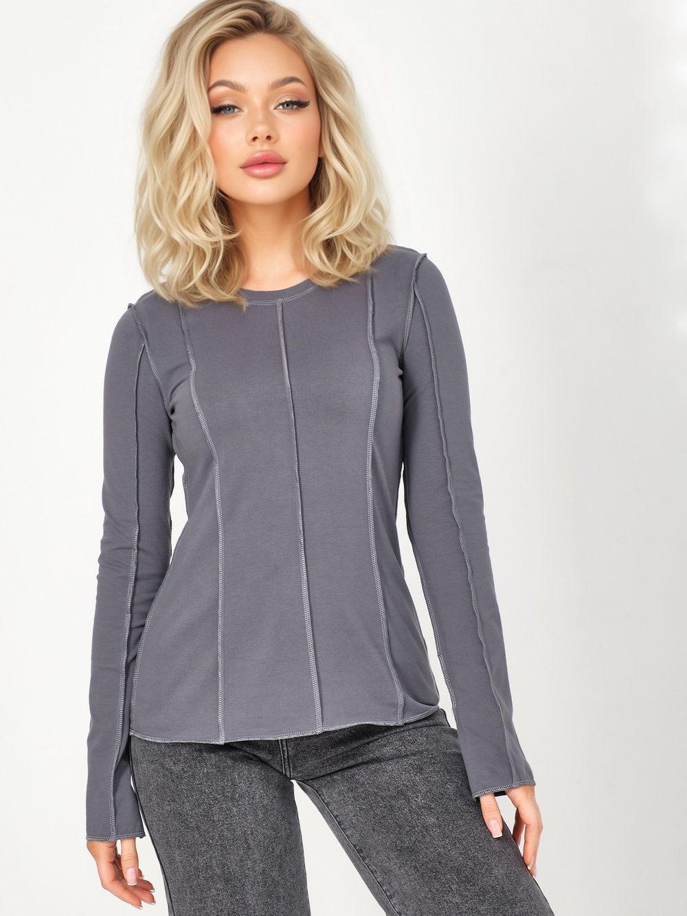 Лонгслив гранж со швами наружу