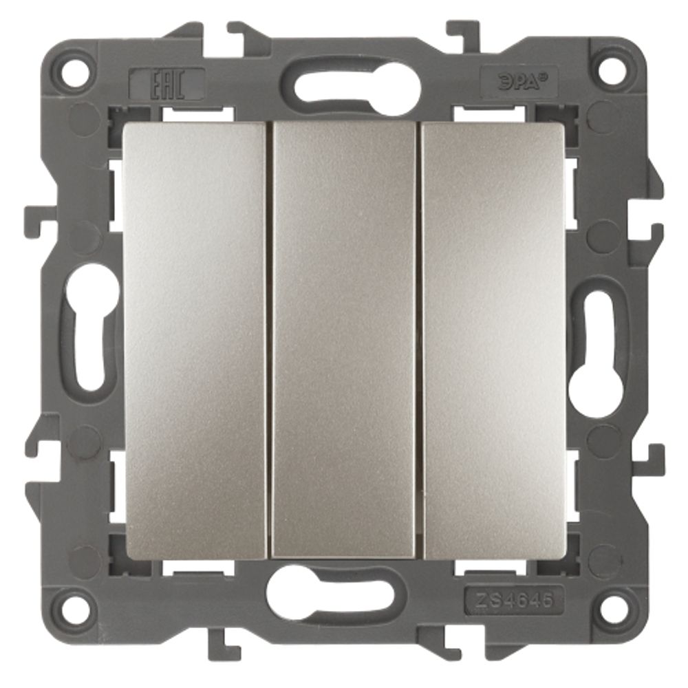 14-1107-04 ЭРА Выключатель тройной, 10АХ-250В, IP20, Эра Elegance, шампань