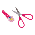 Ножницы детские с пластиковым чехлом "Животные" с резин. игрушкой блистер