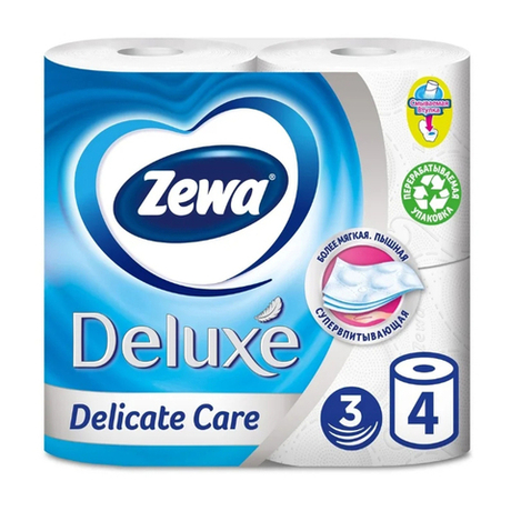 ZEWA Deluxe 4 шт. трехслойн. бумага туалетная