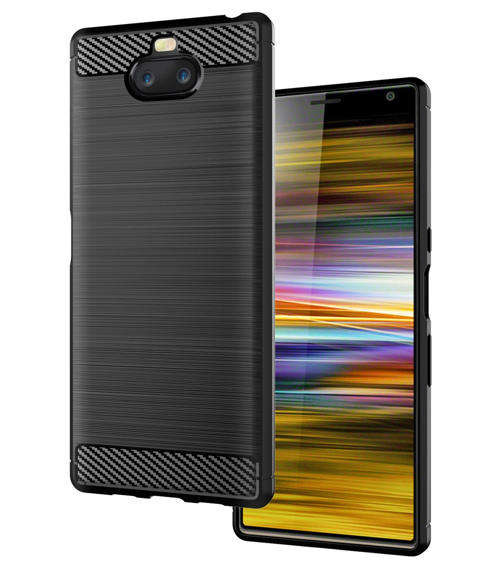 Чехол на Sony Xperia 10 Plus цвет Black (черный), серия Carbon от Caseport