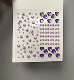 Стразы самоклеющиеся для лица и тела сердечки и кружочки Фиолетовые