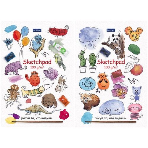 Скетчпад А5 40л/склейка "Рисуй" офсет 100г/м2 HATBER-PREMIUM 40Б5лАк И
