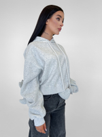 Толстовка LJHY 8315 однотонная со сборкой и сердечками на рукавах