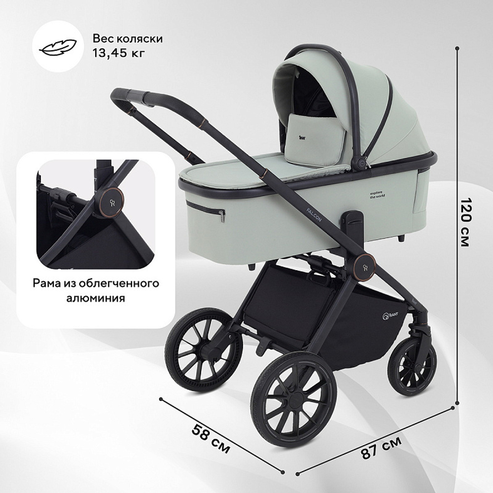 Детская коляска Rant Falcon Neo 3 в 1 с автокреслом Evomax Grey Sage