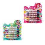 Мелки восковые Yalong, 12 цв/6 шт, "Детский mix" (принцессы,робот,гонщик), двухсторонние, диаметр 15 мм, круглые, в блистере