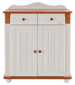 Комод Адель двухдверный 2 ящика из массива сосны, белый/черри