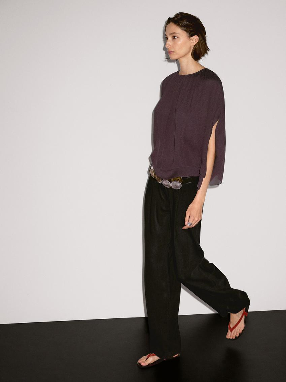 Massimo Dutti Короткая двухслойная накидка, фиолетовый