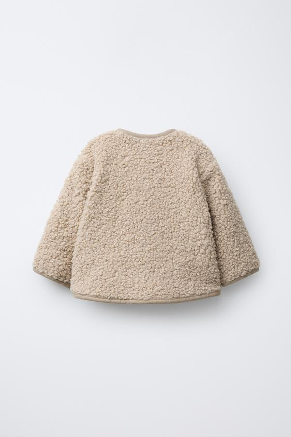 ZARA КУРТКА ИЗ ИСКУССТВЕННОЙ ОВЧИНЫ С ЗАСТЕЖКОЙ НА ПУГОВИЦЫ, БЕЖЕВЫЙ