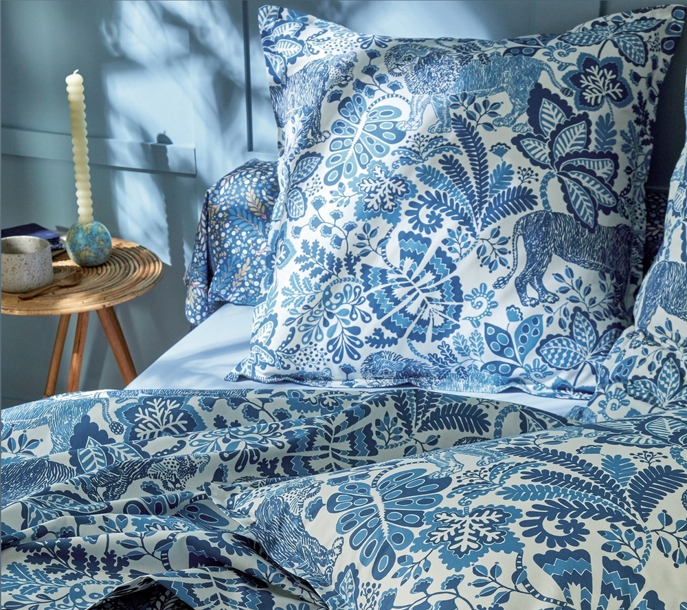 nan JUNGLE INDIGOпододеяльник Blanc des Vosges 155x200 Синий