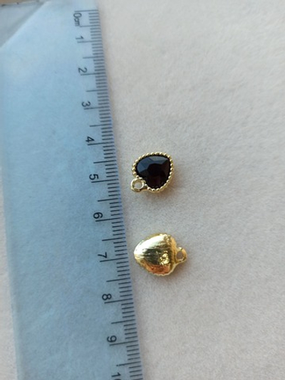 50192-чз Подвеска "Сердце" 13*10мм, черный, позолота