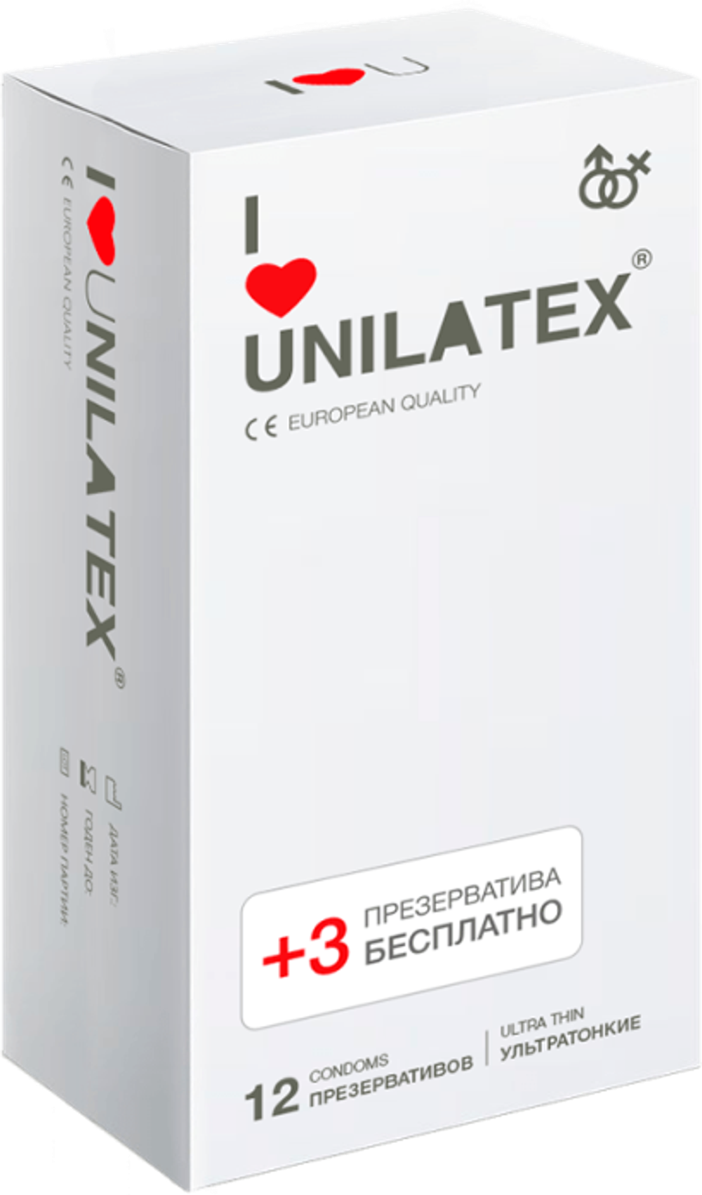 Unilatex Ultra Thin 12 шт+3 шт презервативы гладкие №12 ультратонкие