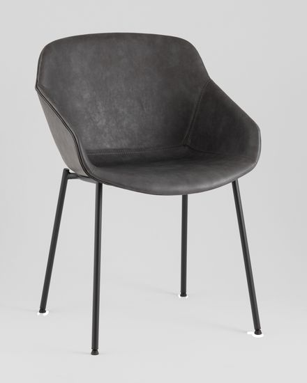 Стул Ashby сиденье серая экокожа, ножки черный металл