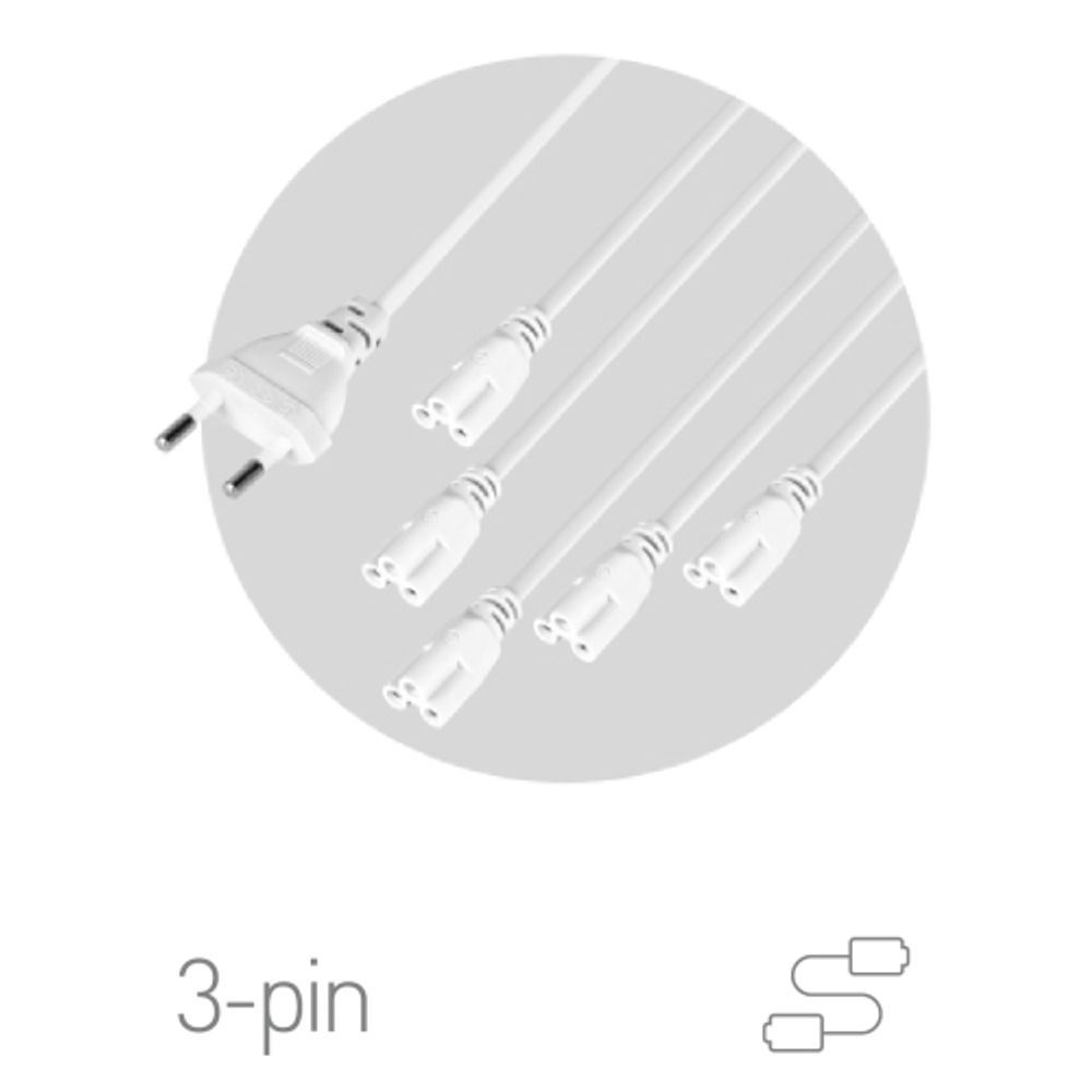 Разветвитель сетевой для линейных светильников ЭРА 5х IEC C5 3pin 2m для подключения 5 светильников | Аксессуары для фито светильников