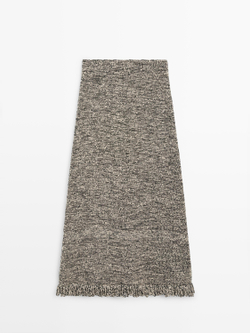 Massimo Dutti Вязаная юбка с бахромой, черный