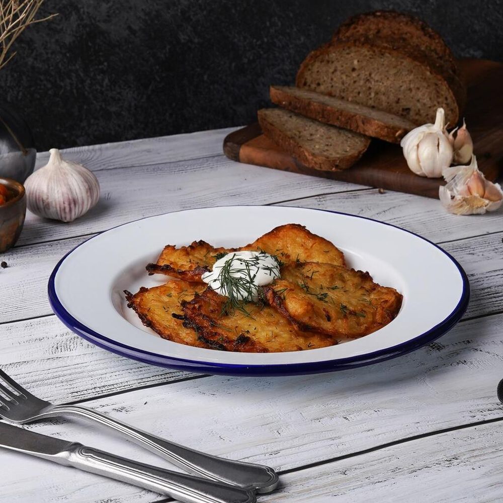 Тарелка d 25 см h2,3 см Blue Rim эмалированая сталь SUNNEX [1]