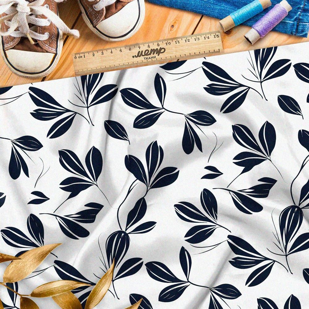 Ткань премиум мембрана минималистичные листья