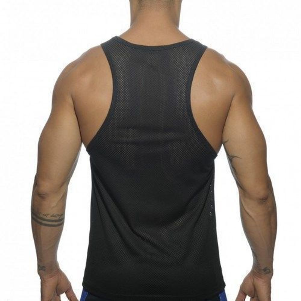 Мужская майка в сеточку ADDICTED Черная с голубым AD4-M230