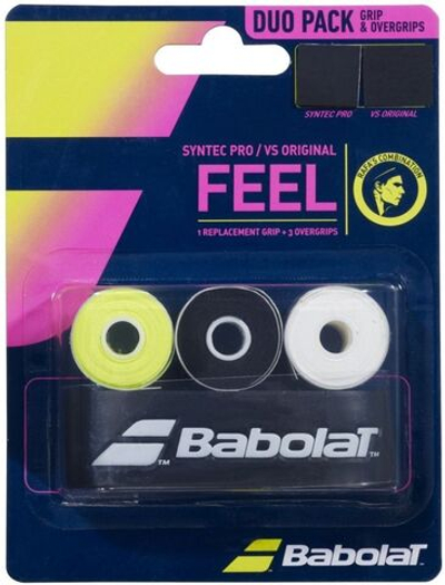 Теннисные намотки Babolat Feel DUO Pack RAFA Syntec Pro x1 + VS Original x3 - black/yellow/white