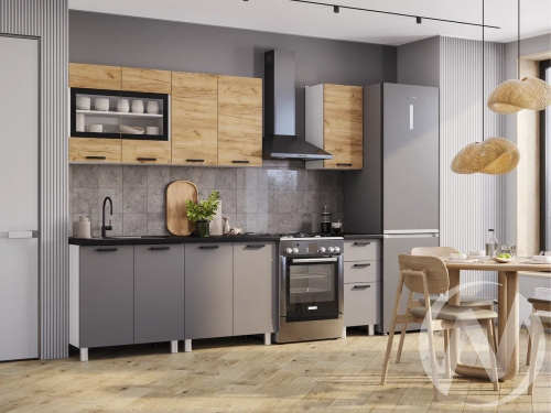 Кухня Крафт 2;0 тип 2 (графит/черный янтарь)