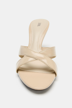 ZARA КОЖАНЫЕ МЮЛИ-САНДАЛИИ, БЕЖЕВЫЙ