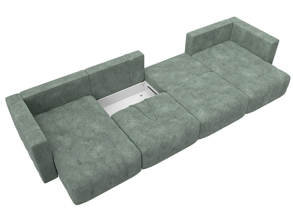Диван П-образный Лига-052 НПБ Лонг, BRUT 08 ВЕЛЮР зеленый
