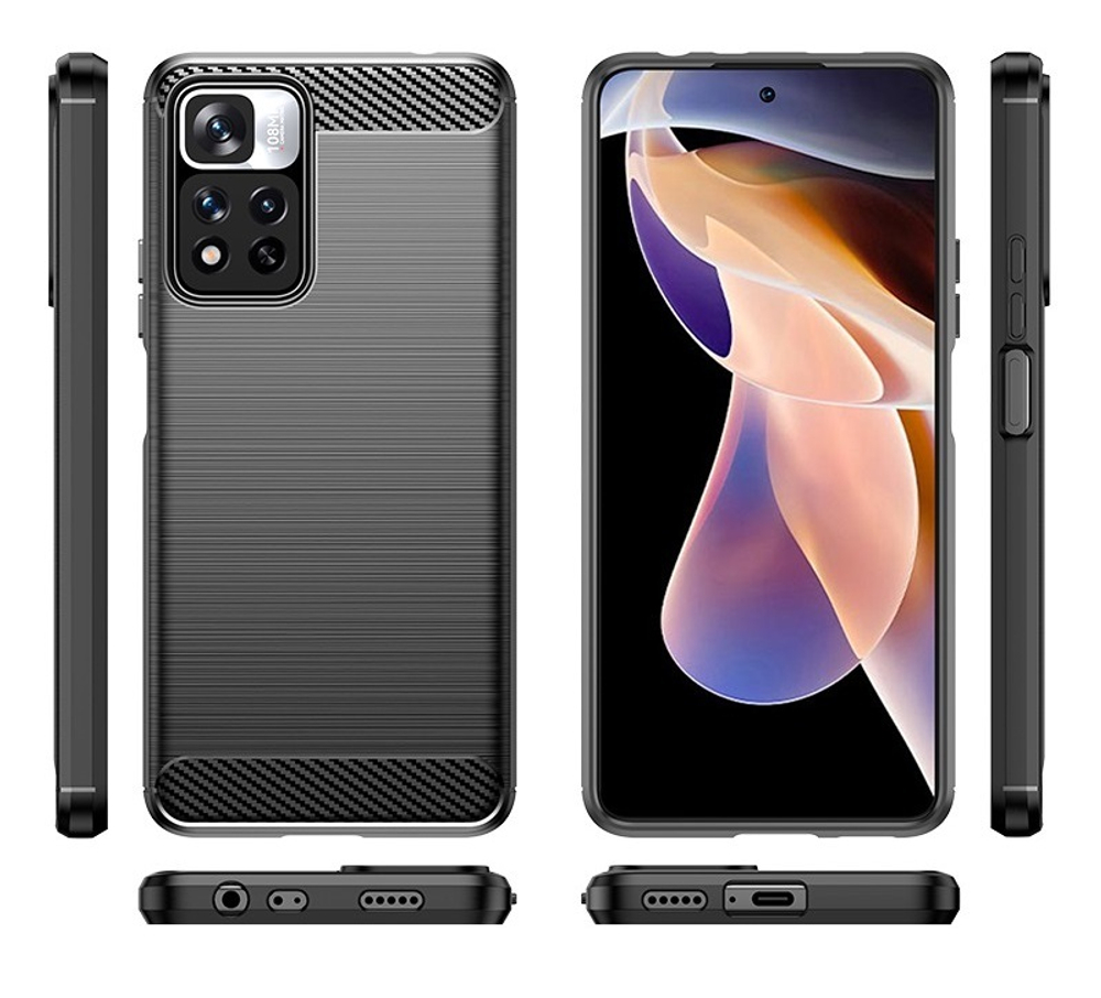 Мягкий чехол в стиле карбон для Xiaomi Poco X4 NFC 5G, серии Carbon от Caseport