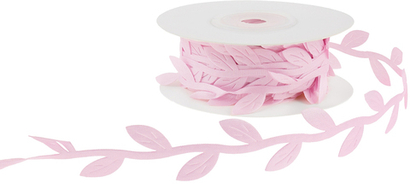 Лента тканевая Изящные листья, Розовый К