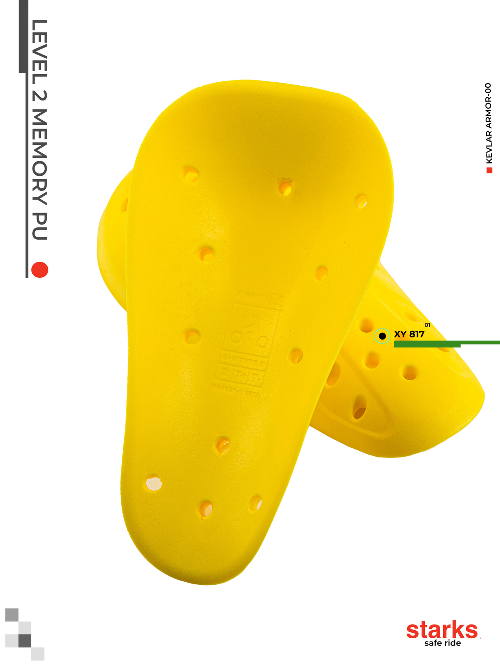 Защитная вставка колени/локти LEVEL 2 MEMORY PU (Желтый)